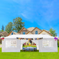 30'x 10' Outdoor Party Tent Waterproof White Canopy with Sidewalls V58644