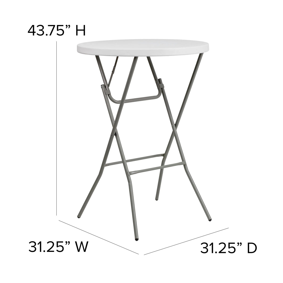 2.6-Foot Round Granite White Plastic Folding Table I1158