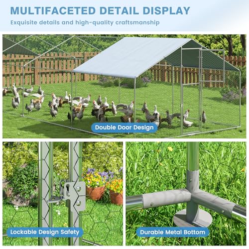 Metal Chicken Coop with Waterproof UV Protection Cover P1580