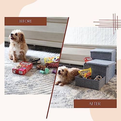 Collapsible Adjustable Pet Stairs with Storage (Grey) G81668
