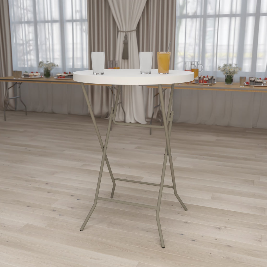 2.63-Foot Round Granite White Plastic Folding Table F5921