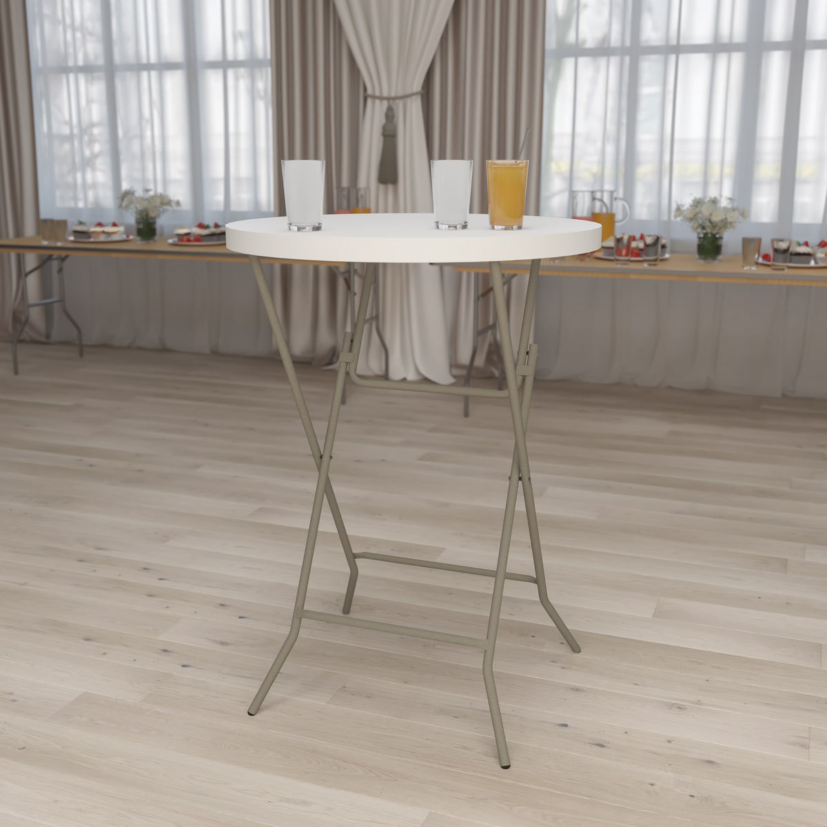 2.63-Foot Round Granite White Plastic Folding Table F5921