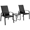 3PCS Adjustable Back Stackable Chairs Side Table Set Black Y49193