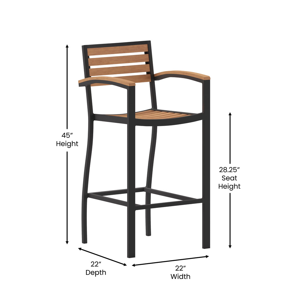 Teak Bar Height Stool with Arms S8684