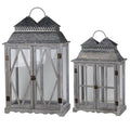 Set of 2 Antique Silver Lanterns L860219