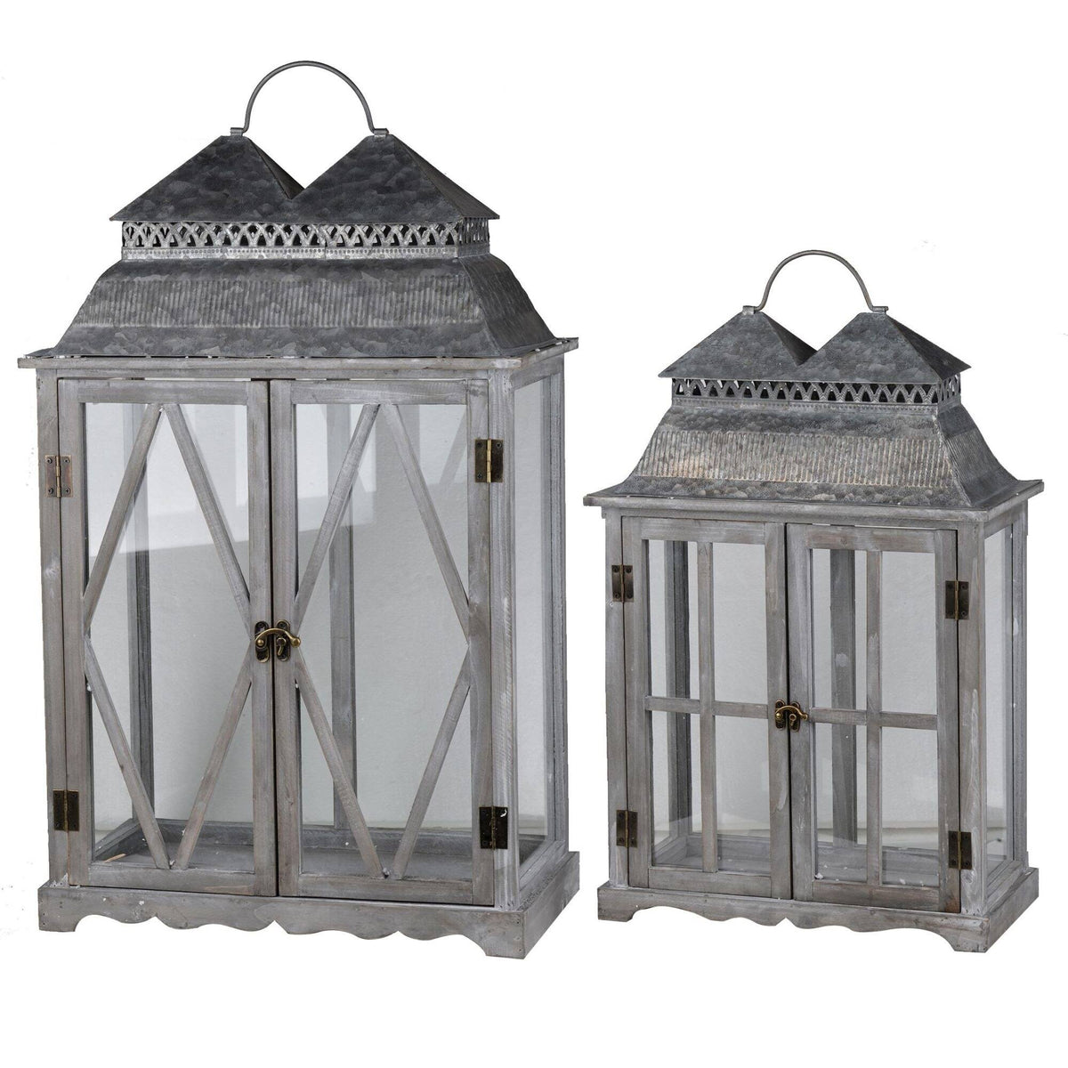 Set of 2 Antique Silver Lanterns L860219