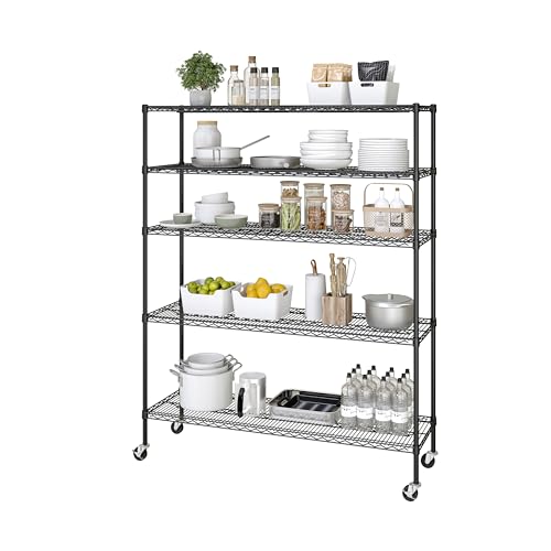 Black 5-Tier Solid Steel Wire Rack Storage Unit E47109