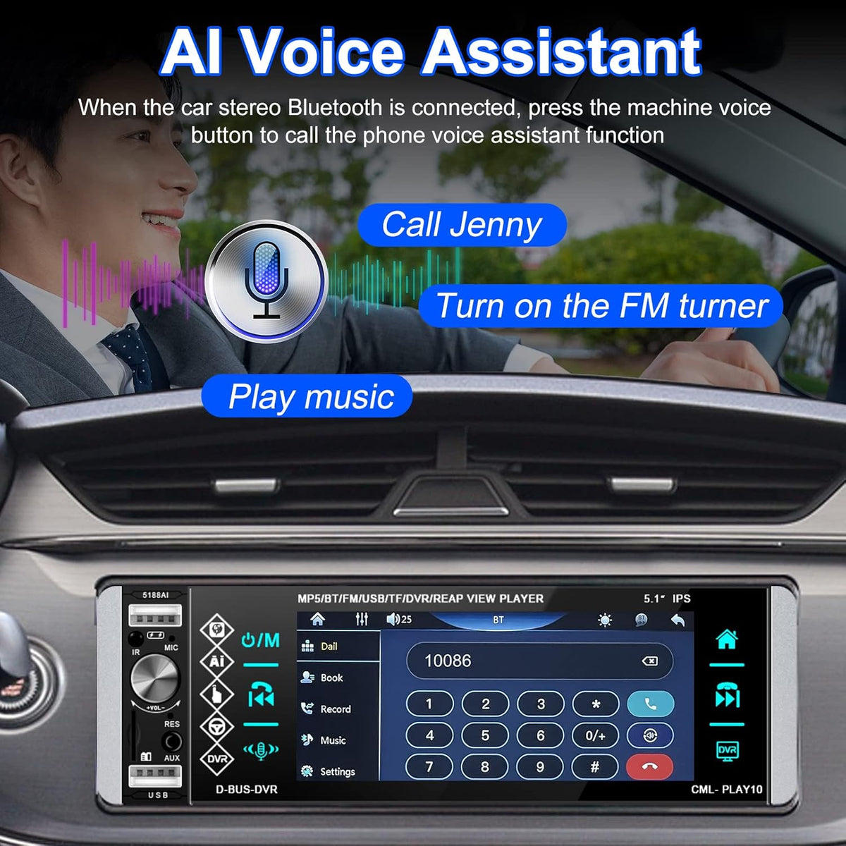 Single Din Car Stereo with 5.1 Inch Touch Screen Backup Camera D8260
