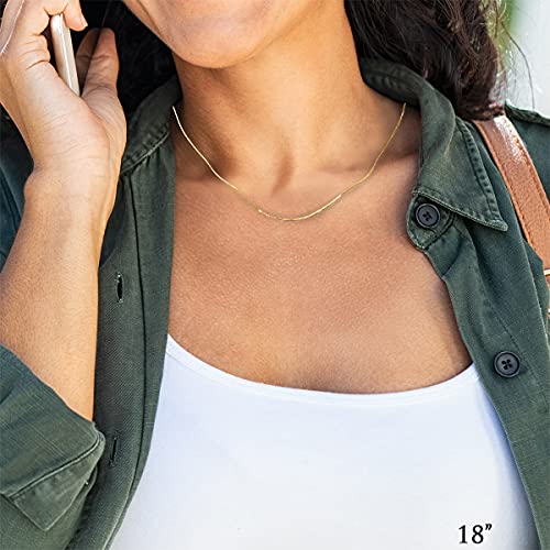 14K Solid Yellow Gold Box Chain Necklace, 16"-24" F389