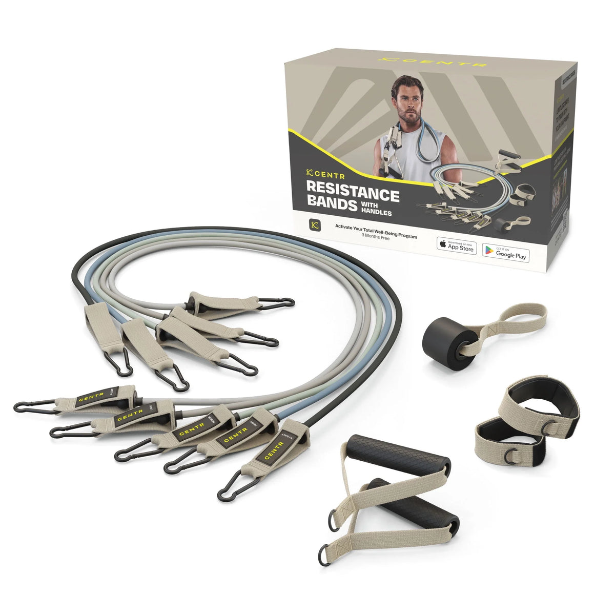 Resistance Bands with Handles, 5 Piece Band Set L360