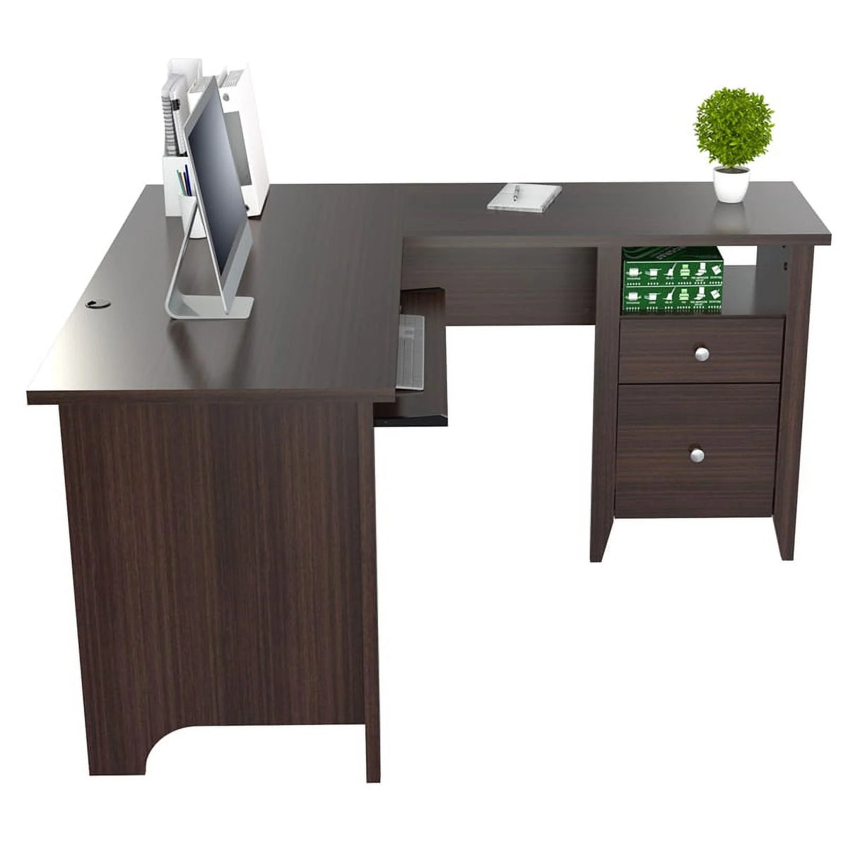 L-Shaped Computer Desk & Corner Bookcase T70933