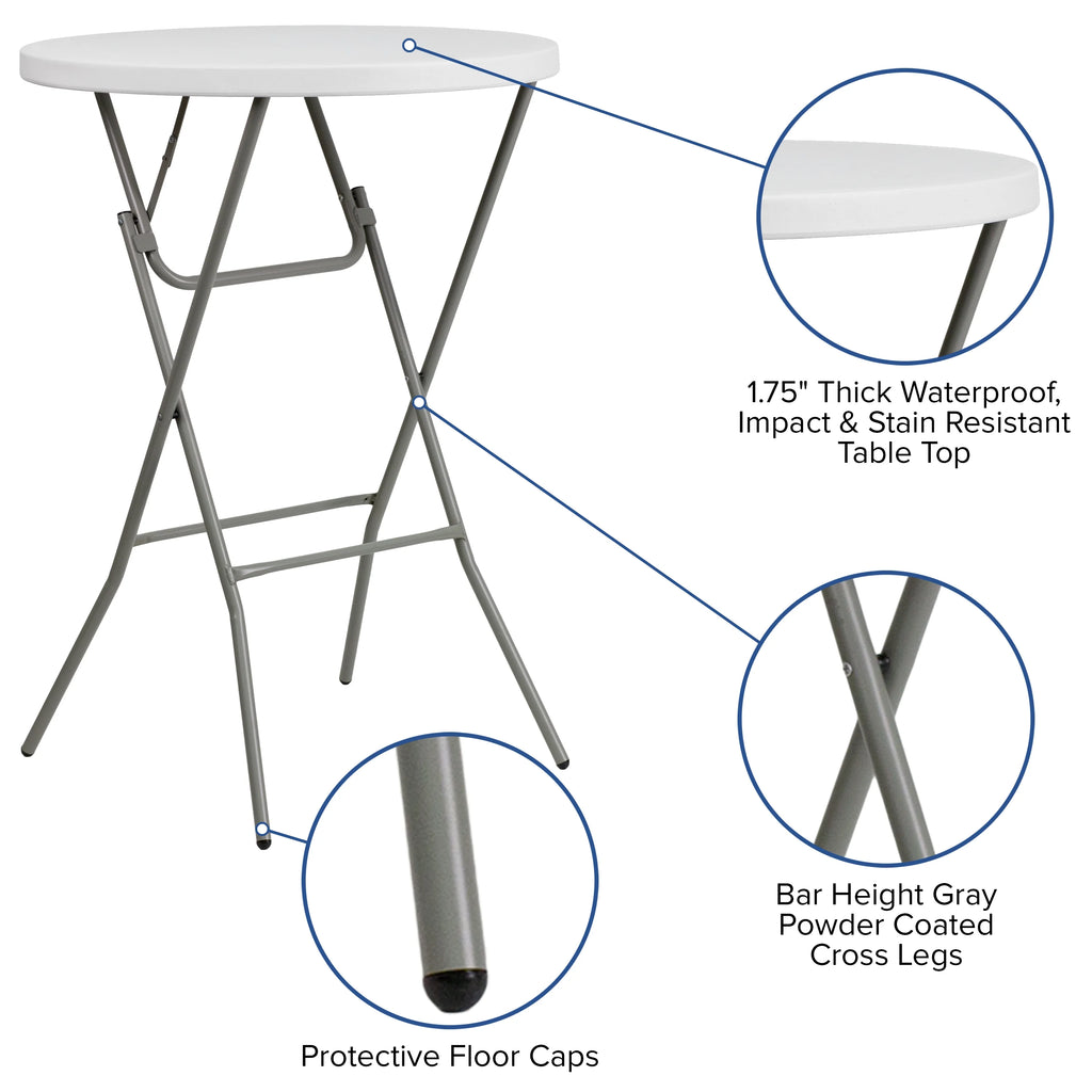 2.6-Foot Round Granite White Plastic Folding Table I1158