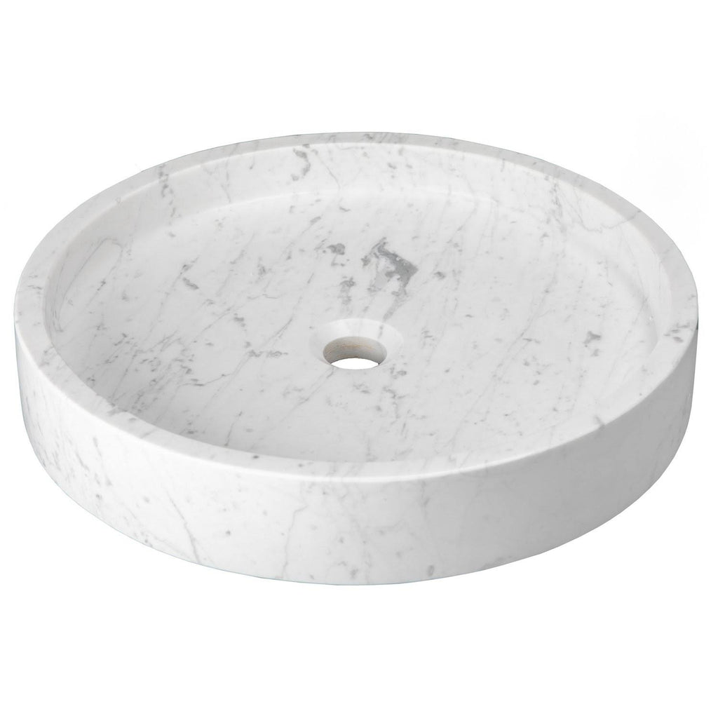 White Carrara Marble Round Vessel Sink A6530