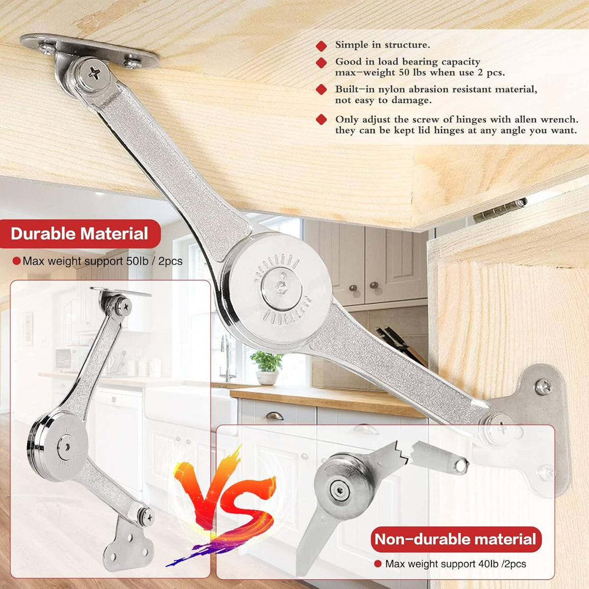 2 Pcs Soft Close Lid Support Hinges with Screwdriver N113131