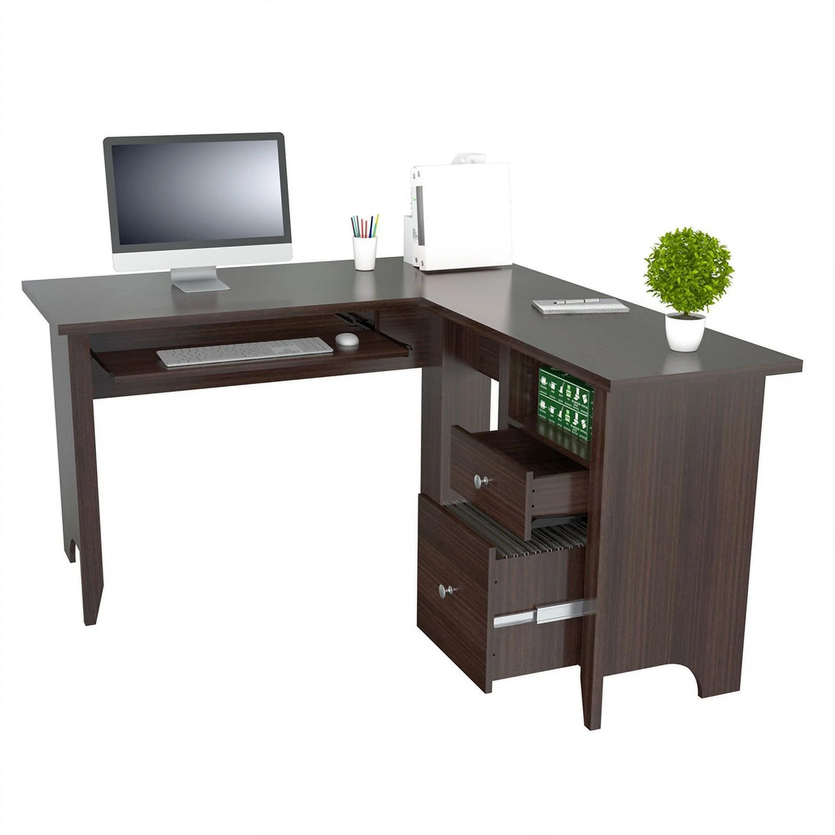 L-Shaped Computer Desk & Corner Bookcase T70933