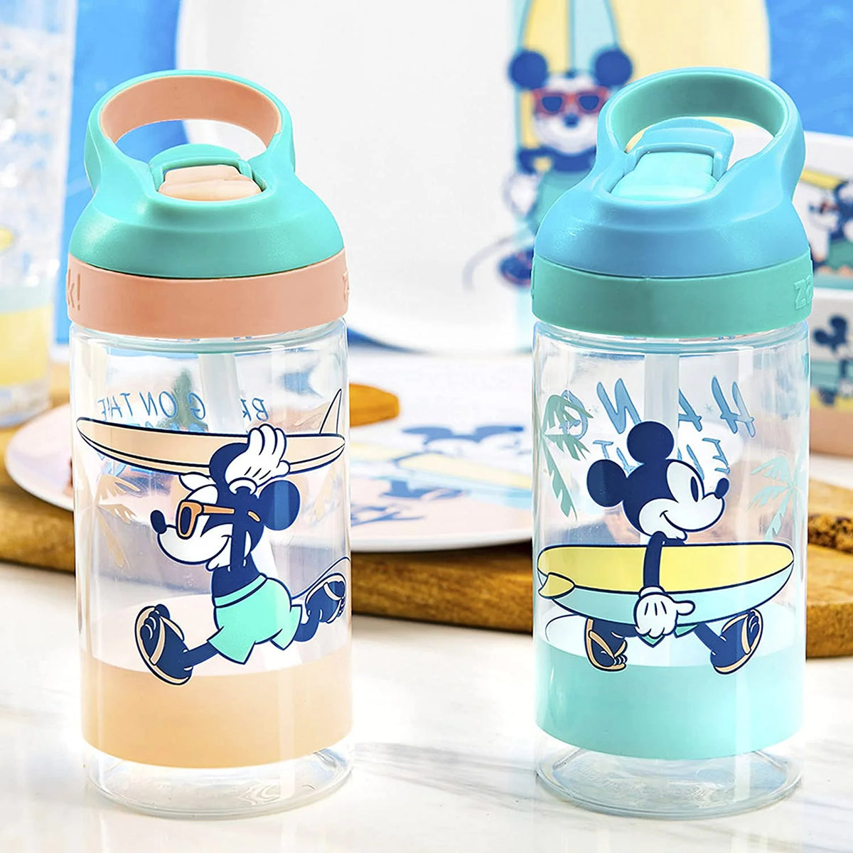 16oz 2 Pieces BPA-Free Plastic Kids Water Bottle with Straw E77850