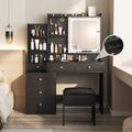 White Vanity Set with Stool and 6 Drawers Y579