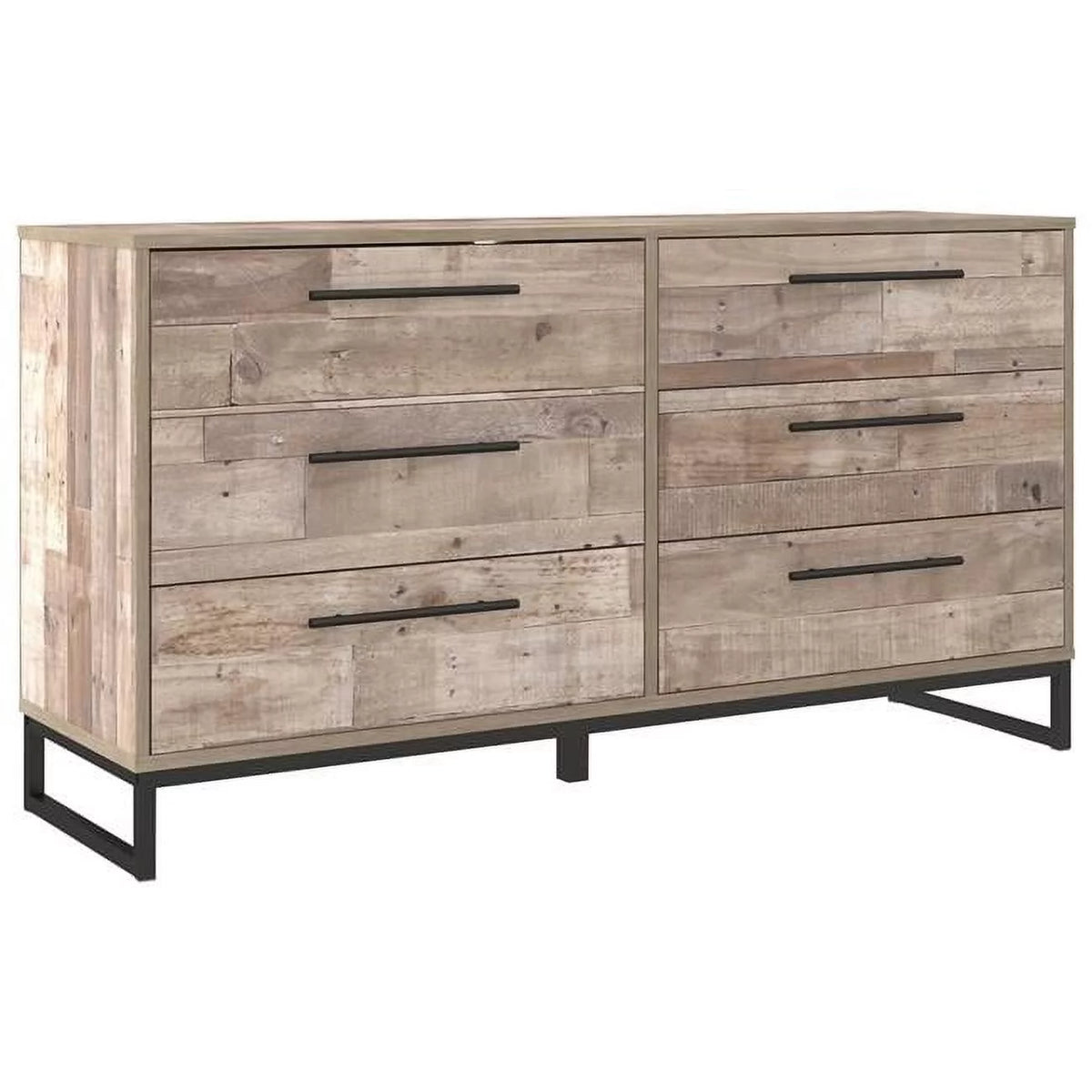 6 Drawer Wooden Dresser with Metal Legs L936