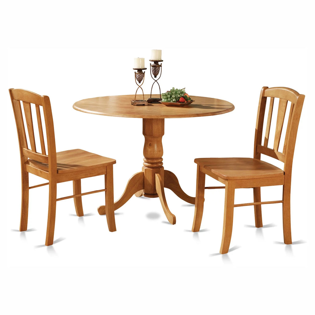 Traditional Wood Dining Set with Round Table in Oak A751