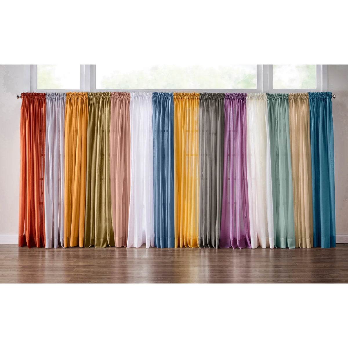 Sage Sheer Voile Rod-Pocket Window Curtains W6236