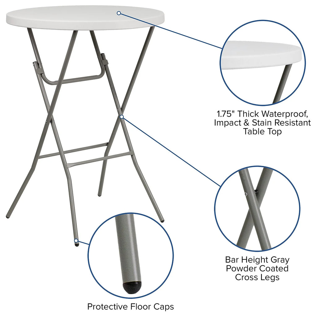 2.63-Foot Round Granite White Plastic Folding Table F5921