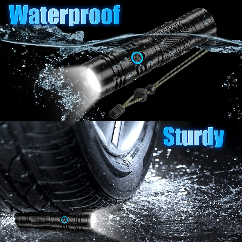 Rechargeable LED Flashlight, 1200 Lumens, 5000mAh Battery, Waterproof, Handheld, Tactical Z31058
