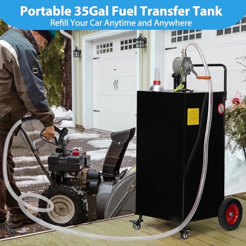 30 Gallon Portable Gas Caddy on 4 Wheels with Manual Transfer Pump B866