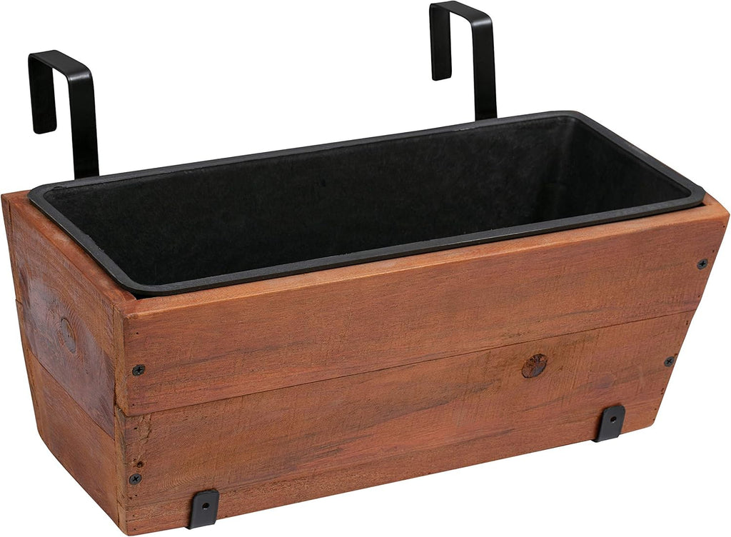 Recycled Wood Rectangular Hanging Planter, 2-Pack, Brown, 18.9" x 7.87" x 7.5" N2217