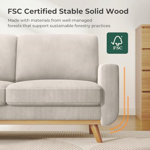 Light Grey Corduroy Loveseat Sofa O7951