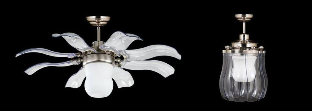 Retractable Ceiling Fan with Plastic Transparent Blades E2689