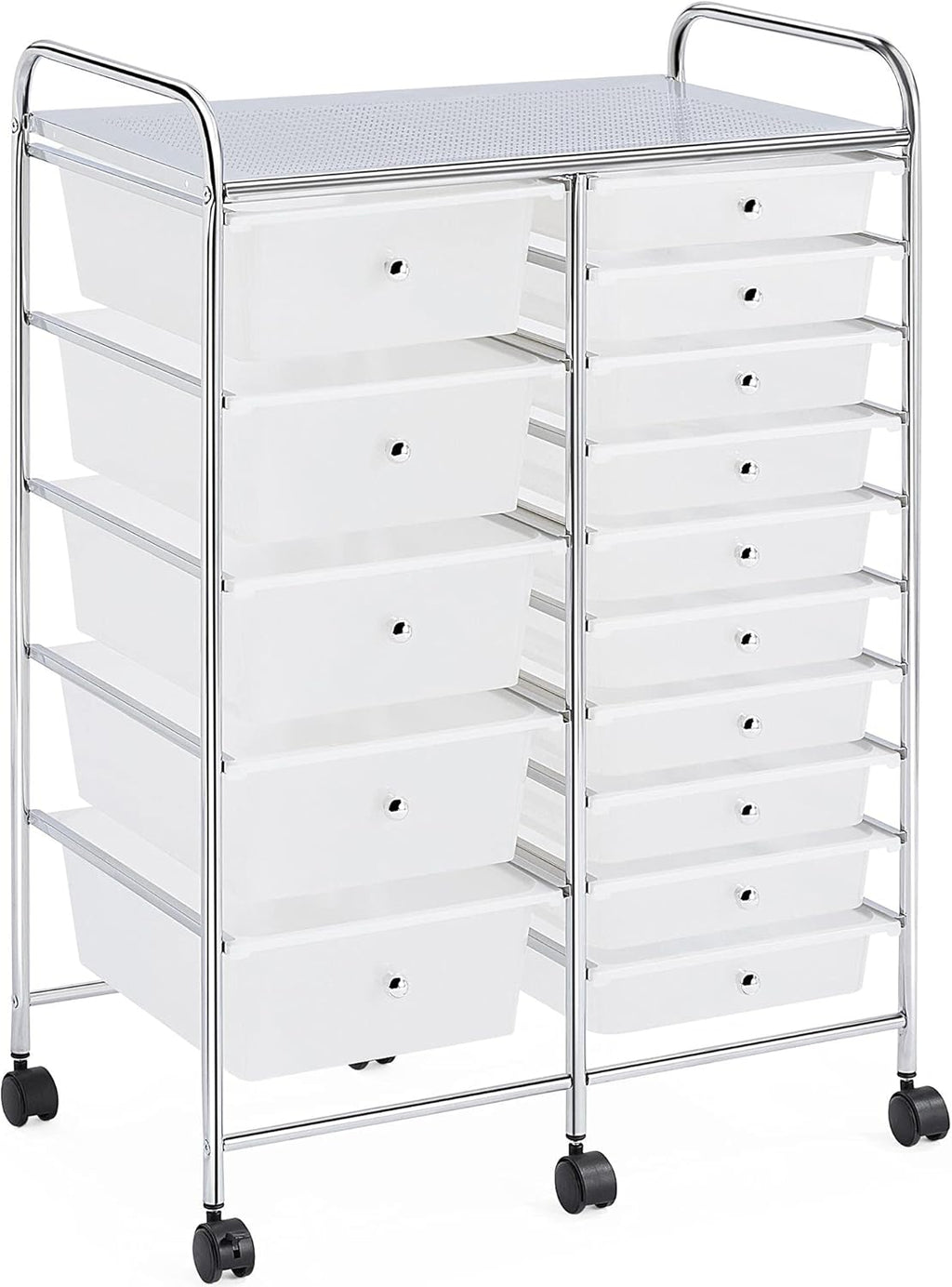 White 15 Drawers Rolling Storage Cart I58138