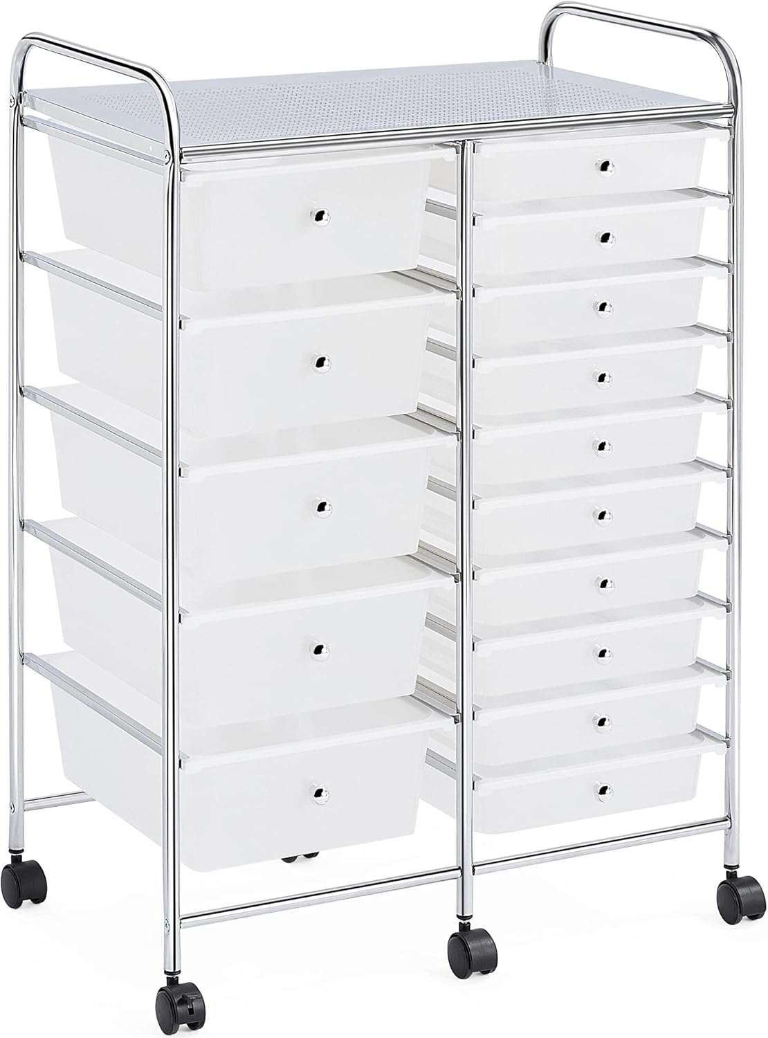 White 15 Drawers Rolling Storage Cart I58138