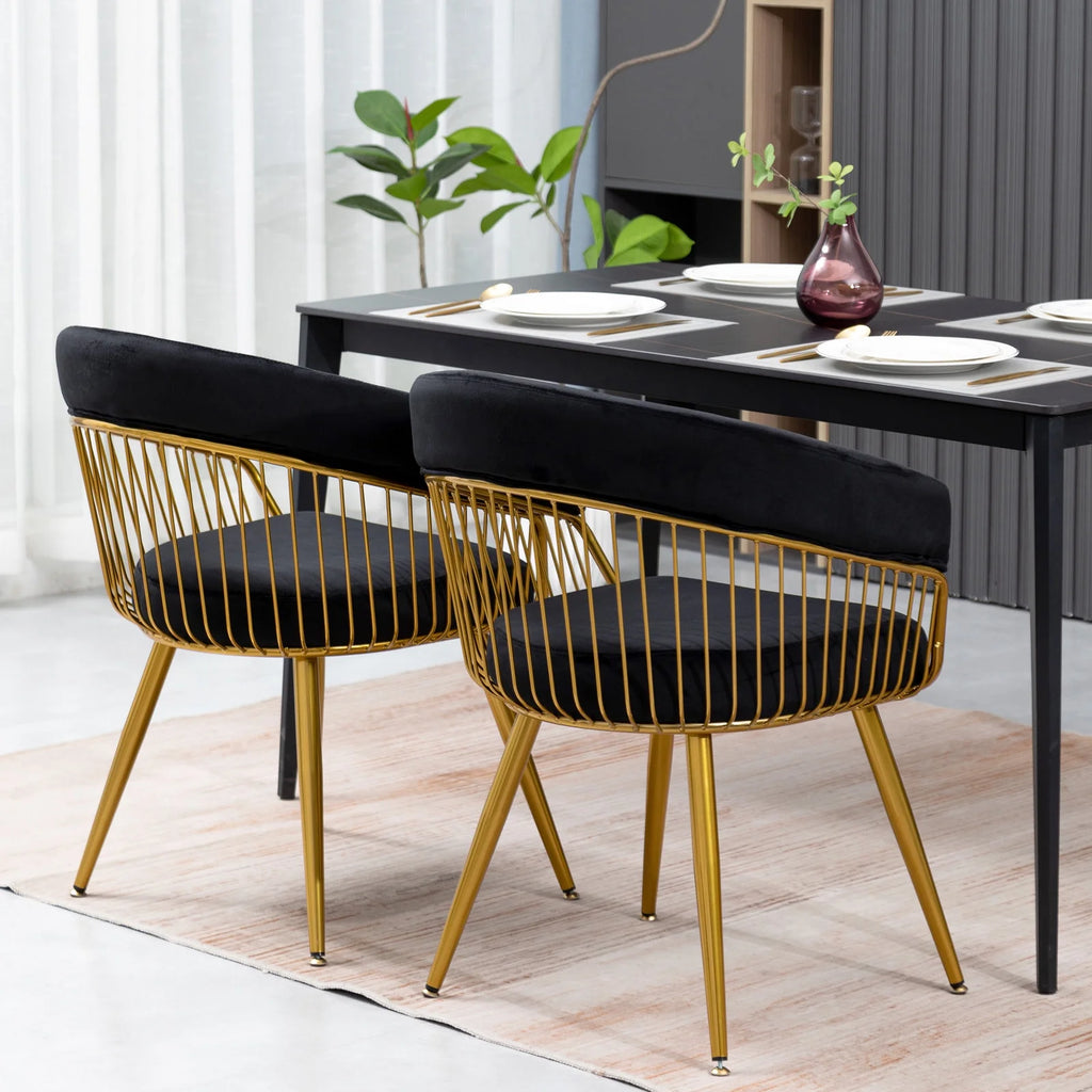 Set of 2 Black Velvet Dining Chairs A2590