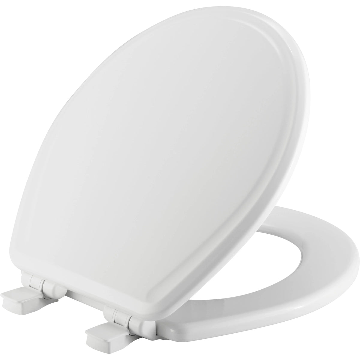 Slow Close Round Enameled Wood Toilet Seat in White P38018