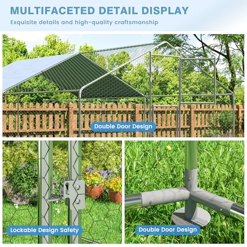 Metal Chicken Coop with Waterproof UV Protection Cover P1580