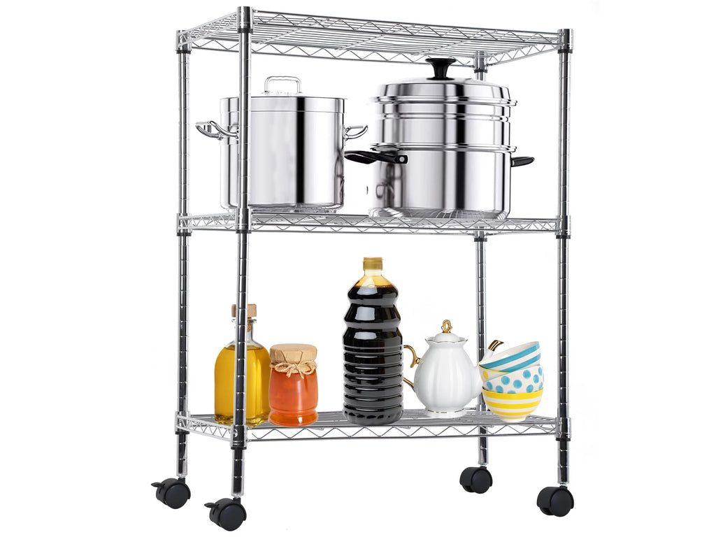 3 Shelf Wire Shelving Unit with Wheels J9024