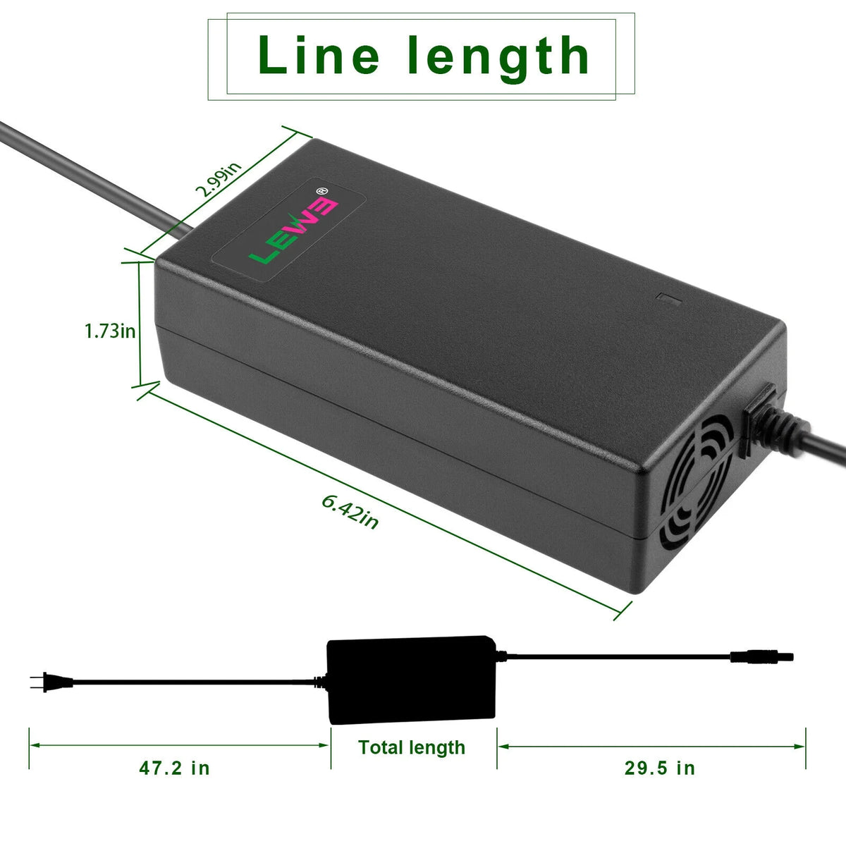 54.6V 2A E-bike Charger for 48V Li-ion Battery 5.5x2.1/2.5mm Tip S2246