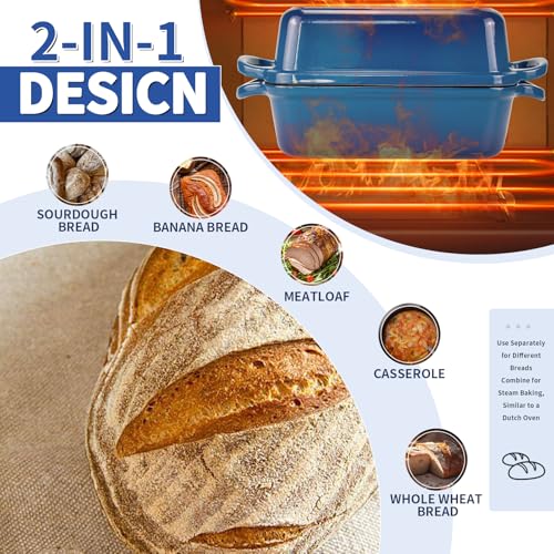 2 Piece Enameled Cast Iron Bread Pan with Lid (Lake blue) K5344