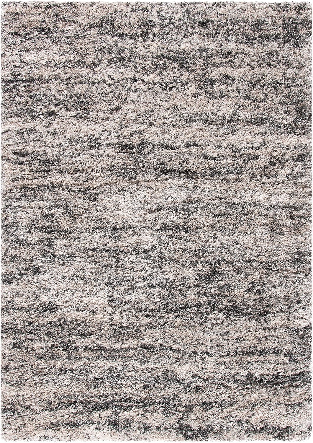 Cream & Grey 6' x 9' Non-Shedding Area Rug C92221