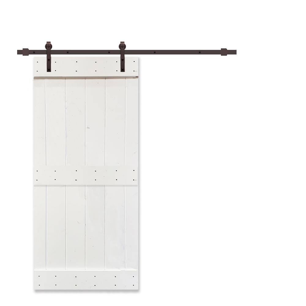 White Stained 2 Panel Barn Door with Sliding Hardware L683