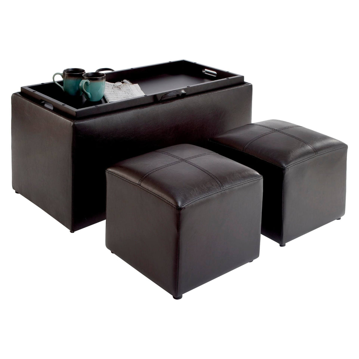 Black Espresso Storage Ottoman G1596