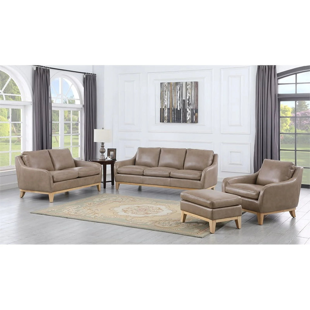 Sandy Brown Leather Loveseat S320
