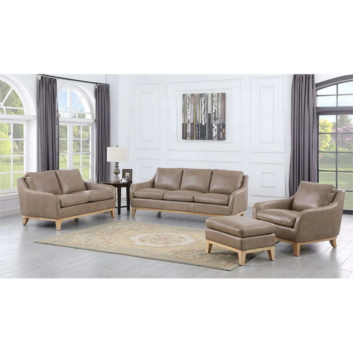 Sandy Brown Leather Loveseat S320