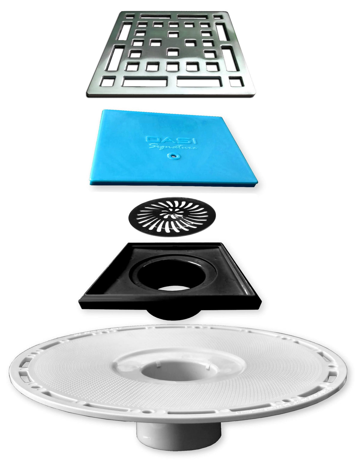 72 x 72 Shower Kit with Center Tray, Drain Kit and Drain Grate K864