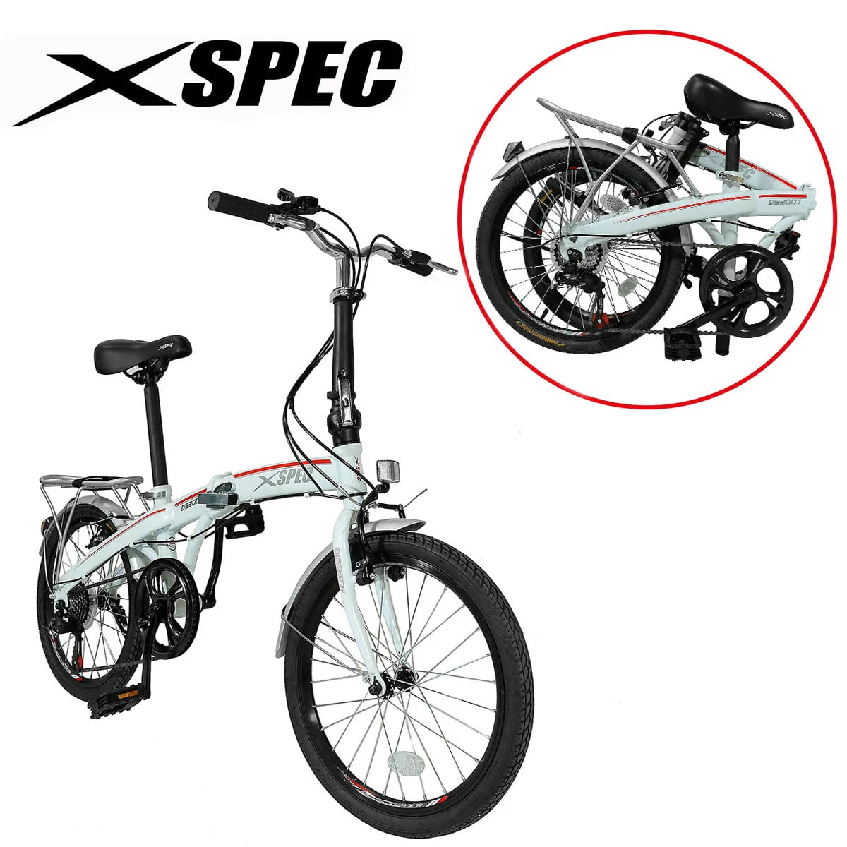 White 7 Speed Folding Compact Bike U35165