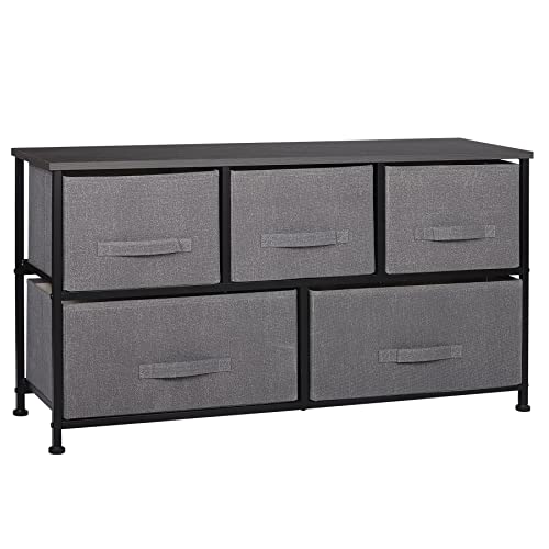 Brown Fabric 5 Drawer Dresser P745559