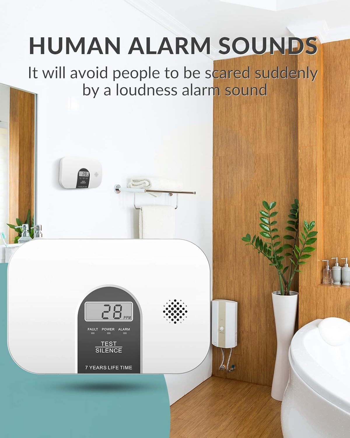 Carbon Monoxide Alarm Detector with LCD Digital Display, 4 Packs W6913