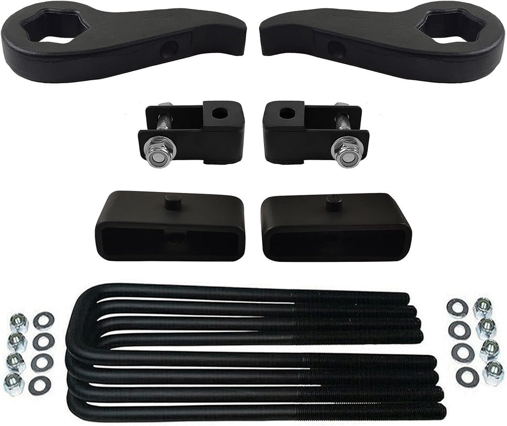 Adjustable 1 - 3 Front Lift Forged Steel Torsion Keys & 2 Rear Lift Kit + Shock Extenders 4WD 4x4 8-Lug E828654