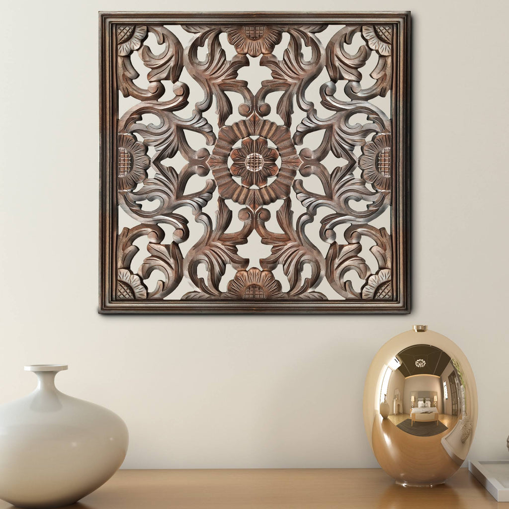 Burnt Brown Square Wooden Wall Panel B519