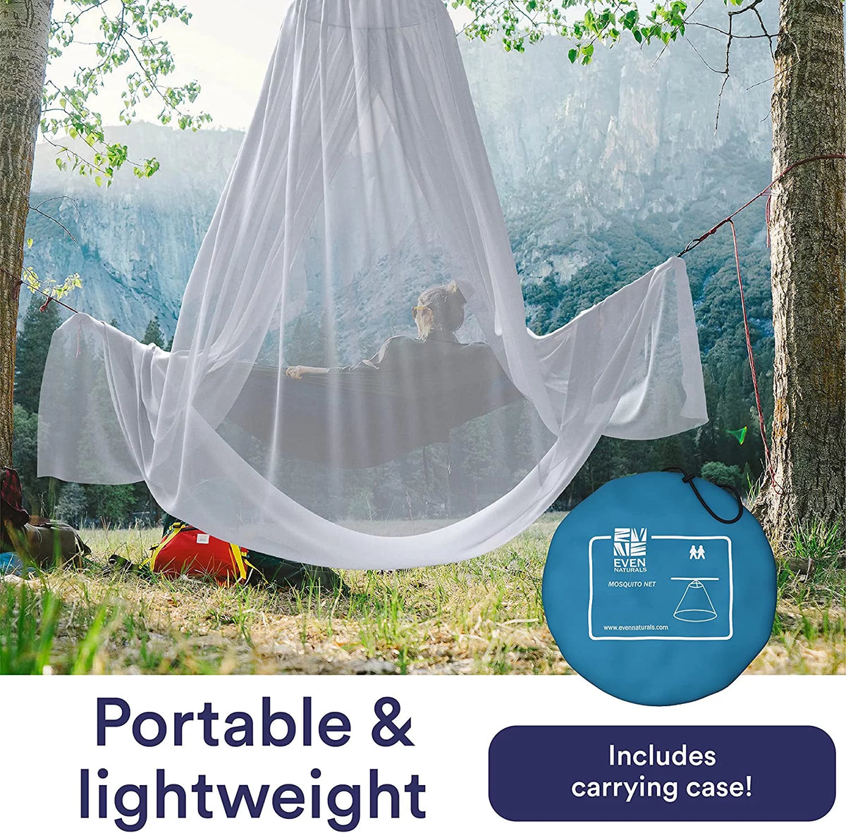 Ultra Large Mosquito Net Bed Canopy, Single to King Size, Mesh 380, 2 Entries, Storage Bag U721602